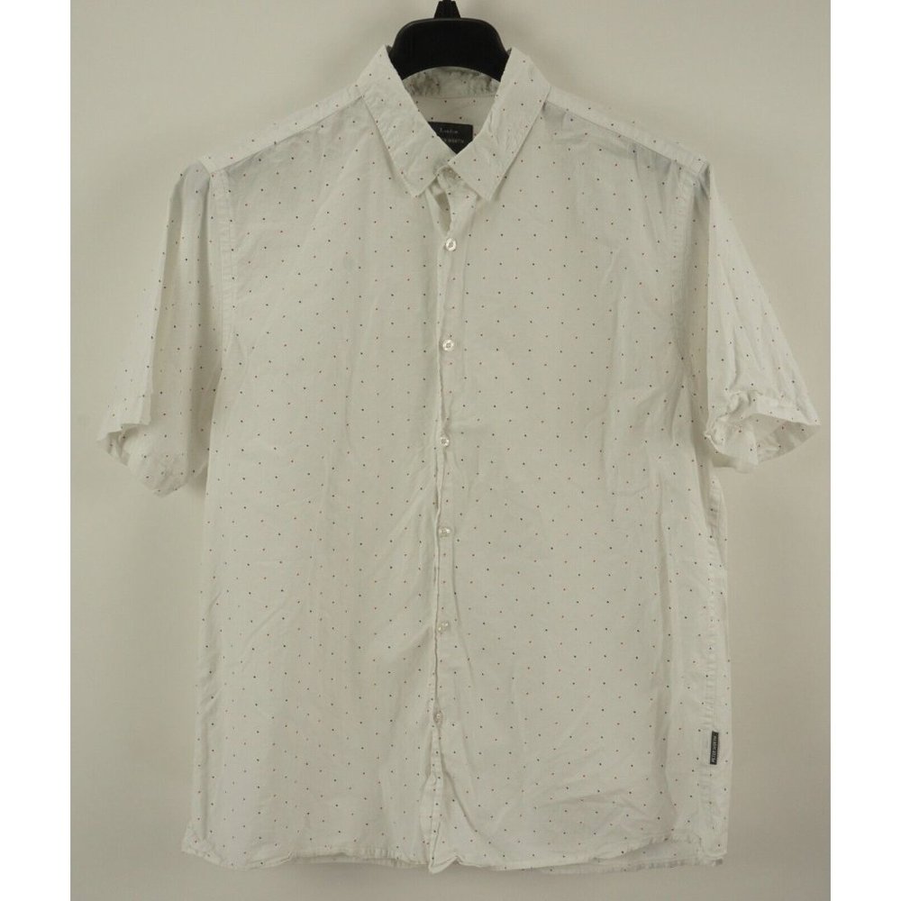 Peter Werth Men's‎ XL Short Sleeve White Micro Polka Dot Cotton Button Up Shirt